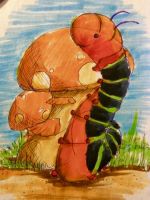 Caterpillar and toadstool